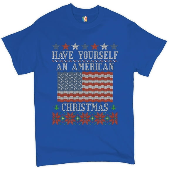 Tee Hunt Have Yourself an American Christmas T-Shirt Ugly Sweater Patriotic Men's Tee