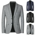 thumbnail image 3 of Odeerbi Blazer Jackets for Men Office Work Suit Jacket Casual Single-breasted Business Casual Suit Wool Coat Dark Blue, 3 of 3