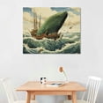 thumbnail image 2 of COMIO Fish Canvas Wall Art Hand Painted Lovely Whale Paintings Modern Coastal Pictures in Blue and White Color Abstract Animal Artwork for Living Room Bedroom Bathroom Decor, 2 of 4