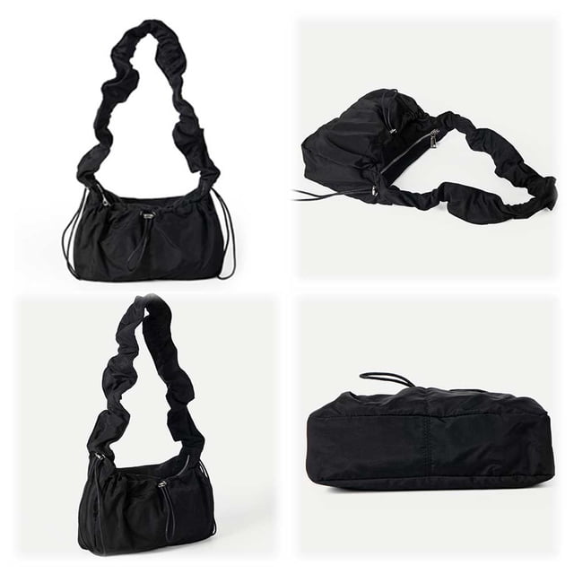 Bolso Hombro Diseñador Fruncido Color Sólido Nailon para Mujer