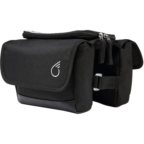 sixthreezero Bike Bag Front Frame, Waterproof Bicycle Pannier, Double Sided, Phone Holder, Matte Black