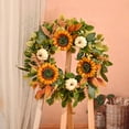 thumbnail image 4 of 22 Inch Fall Wreaths for Front Door, Sunflower Autumn Wreath with White Pumpkin Decorations Fall Door Wreath Outdoor Indoor Thanksgiving Harvest Fall Decor, 4 of 8