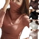 thumbnail image 4 of Turtleneck Basic Women Thermal T Shirt Plain Winter Stretch Top Bottoming Shirt, 4 of 8