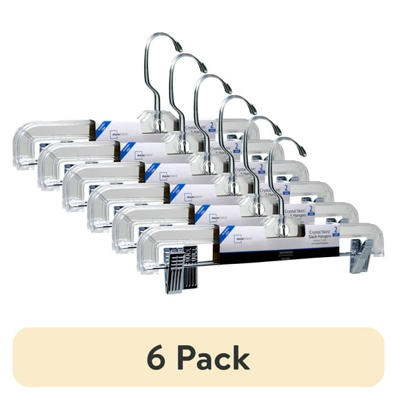 (6 pack) Mainstays Plastic Hangers – Swivel Neck, Crystal Finish, 2-Pack