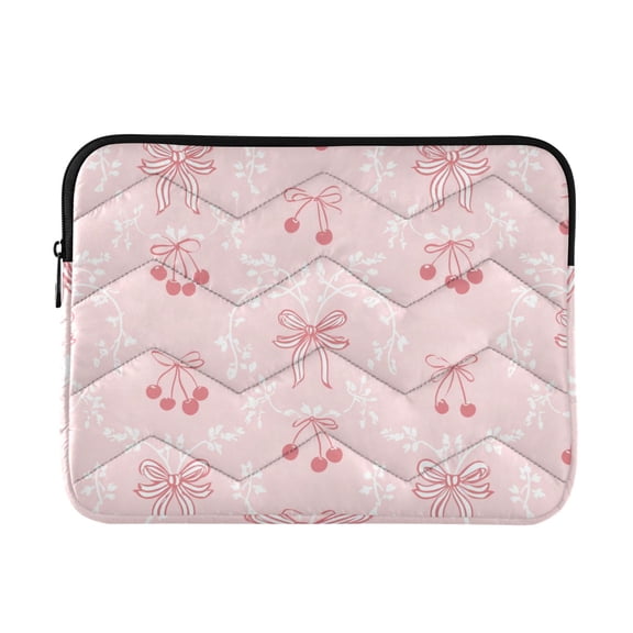 Cherries with Pink Bows Elegant Quilted Laptop Protective Cases Computer Sleeves Tablet Bags Briefcases M