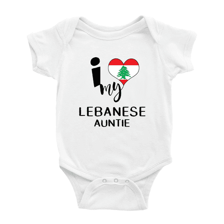 

I Heart My Lebanese Auntie Lebanon Love Flag Baby One-Pieces (White 6-12 Months)
