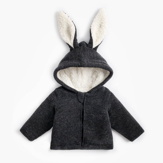 Owordtank Baby Toddler Boys Girls Sherpa Fleece-Lined Zip Up Jacket Bunny Ear Hoodie Sweater Cute Jackets Outerwear 6M-6Years