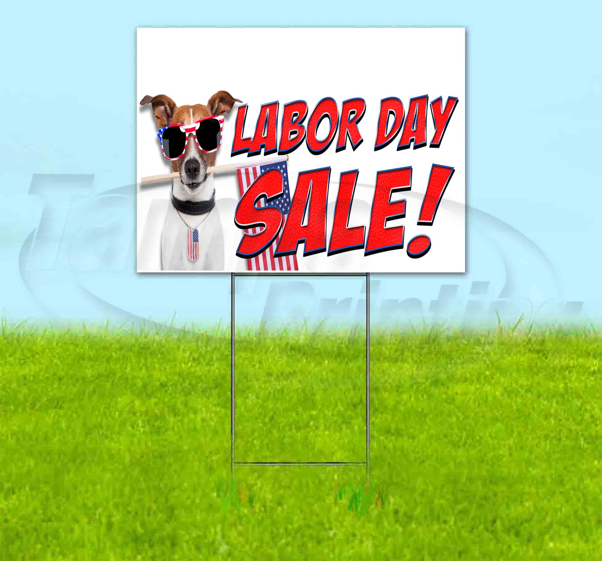 Labor Day Sale (18" x 24") Yard Sign, Includes Metal Step Stake