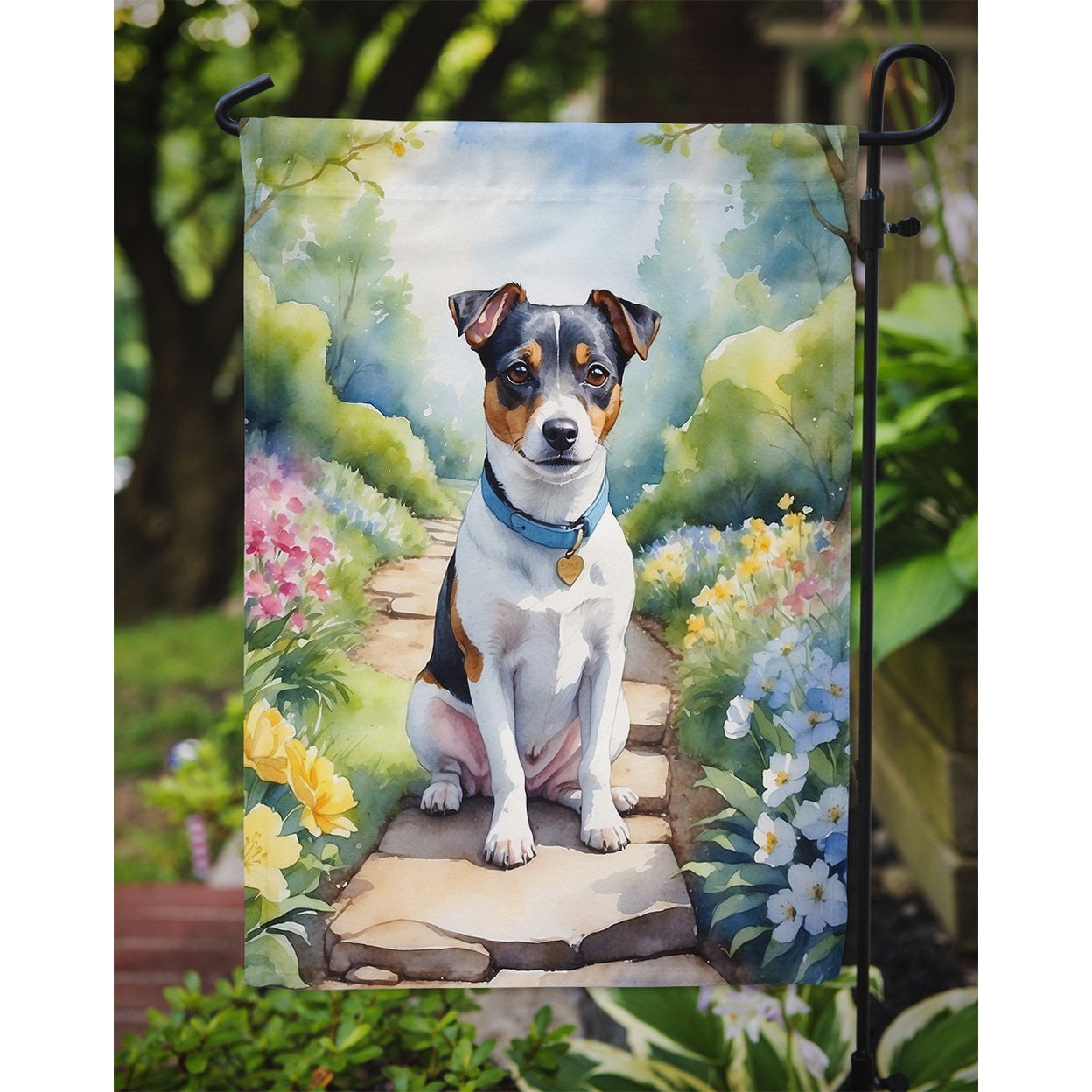 Jack Russell Terrier Spring Path Garden Flag 11.25 in x 15.5 in