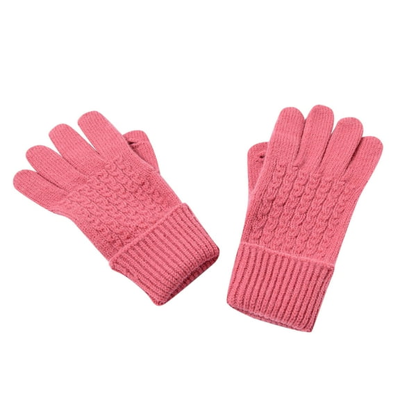 Yanyanz Gloves Mittens, Winter Unisex Knitted Wool Warm Gloves Solid Color Fingerless Mitts Cold Gloves, Gloves Pink One Size