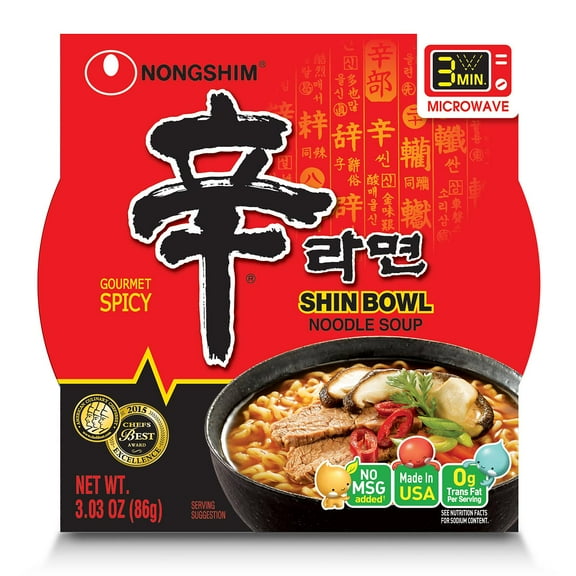Nongshim Shin Bowl Noodle Soup (3.03 oz. bowl, 12 ct.)