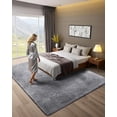thumbnail image 2 of VEVOR Indoor Plush Area Rugs, 8 x 10 ft Soft Plush Carpet, Furry Shag Area Rugs for Living Room, Bedroom, Sunroom, Modern Home Decor Aesthetic, Non-Shedding, Non-Woven, Slip-Resistant, Smoke Gray, 2 of 9