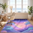 thumbnail image 3 of Design&I 4'x6' Ultra Soft Area Rug, Purple Mermaid Kawaii Aesthetic Scale Cute Starfish Border None Fluffy Washable Non Shedding for Bedroom Living Room Home Office, 3 of 7