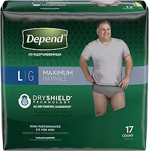 Depend FIT-FLEX Adult Underwear Pull On Large Disposable Heavy Absorbency, 47926 - Pack of 17