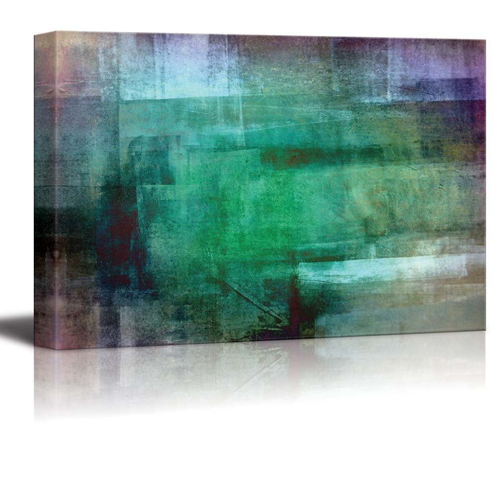 wall26 Abstract Painting of Shades of Green and Grey - Canvas Art Home ...