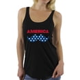 thumbnail image 1 of Awkward Styles Women's America Patriotic Mustache Graphic Racerback Tank Tops USA Independence Day 4th of July, 1 of 4