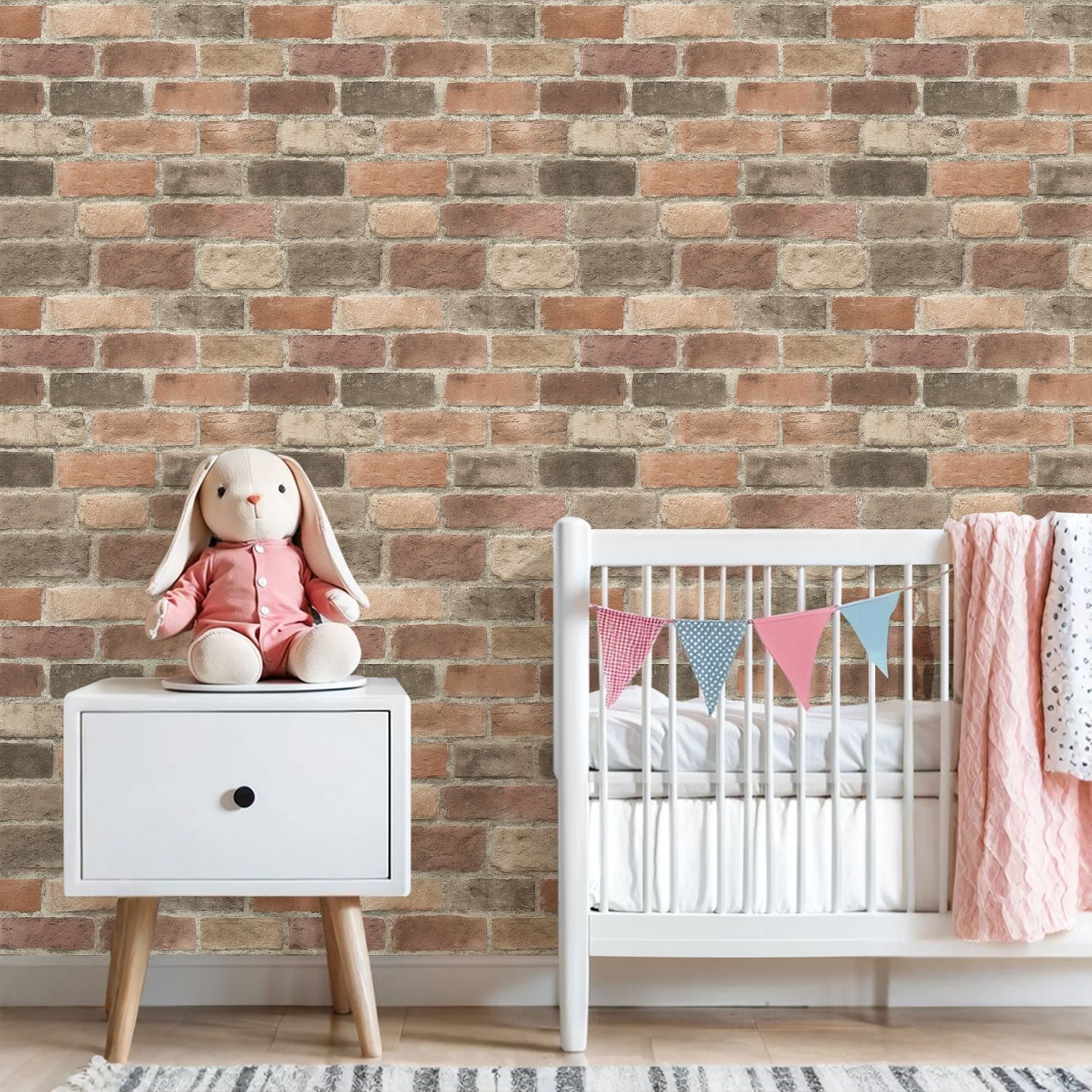 Peel and Stick Wallpaper Rustic Brick Wall Textured Surface Warm Earthy Tones Wall Mural 23.6in x 9.8ft Self Adhesive Removable Wall Paper Renter Friendly Wallpaper for Nursery Bedroom Cabinets