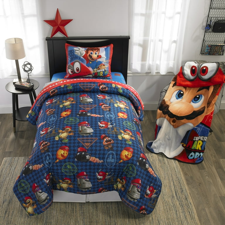 Super Mario Kids Comforter and Sham 2 Piece Set Twin Gaming