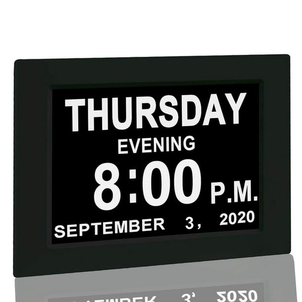 Reloj JALL con calendario digital y alarma, pantalla grande de 8 pulgadas, color negro