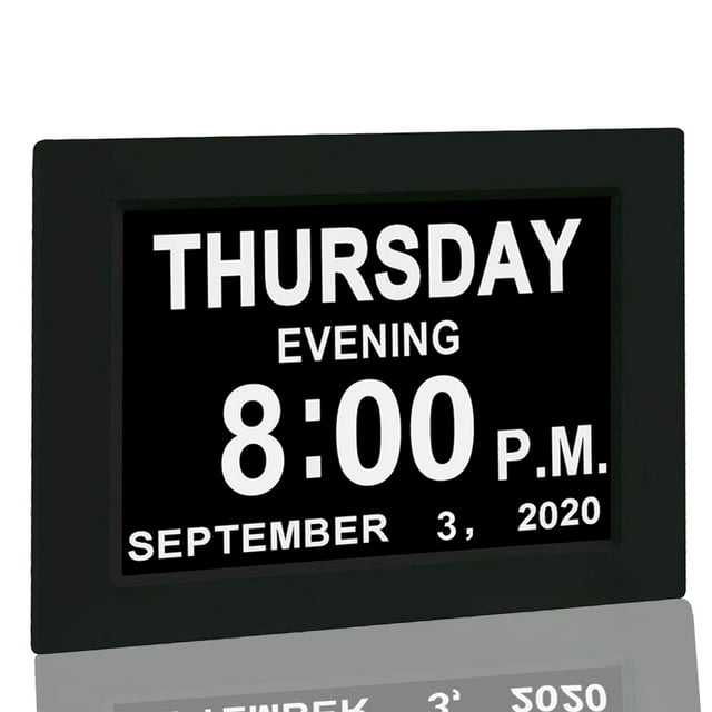 Reloj JALL con calendario digital y alarma, pantalla grande de 8 pulgadas, color negro