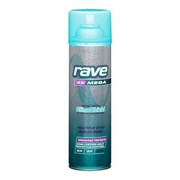 Rave 4x Mega Clima Shield Unscented Aerosol Hairspray, 11 Oz, 3 Pack