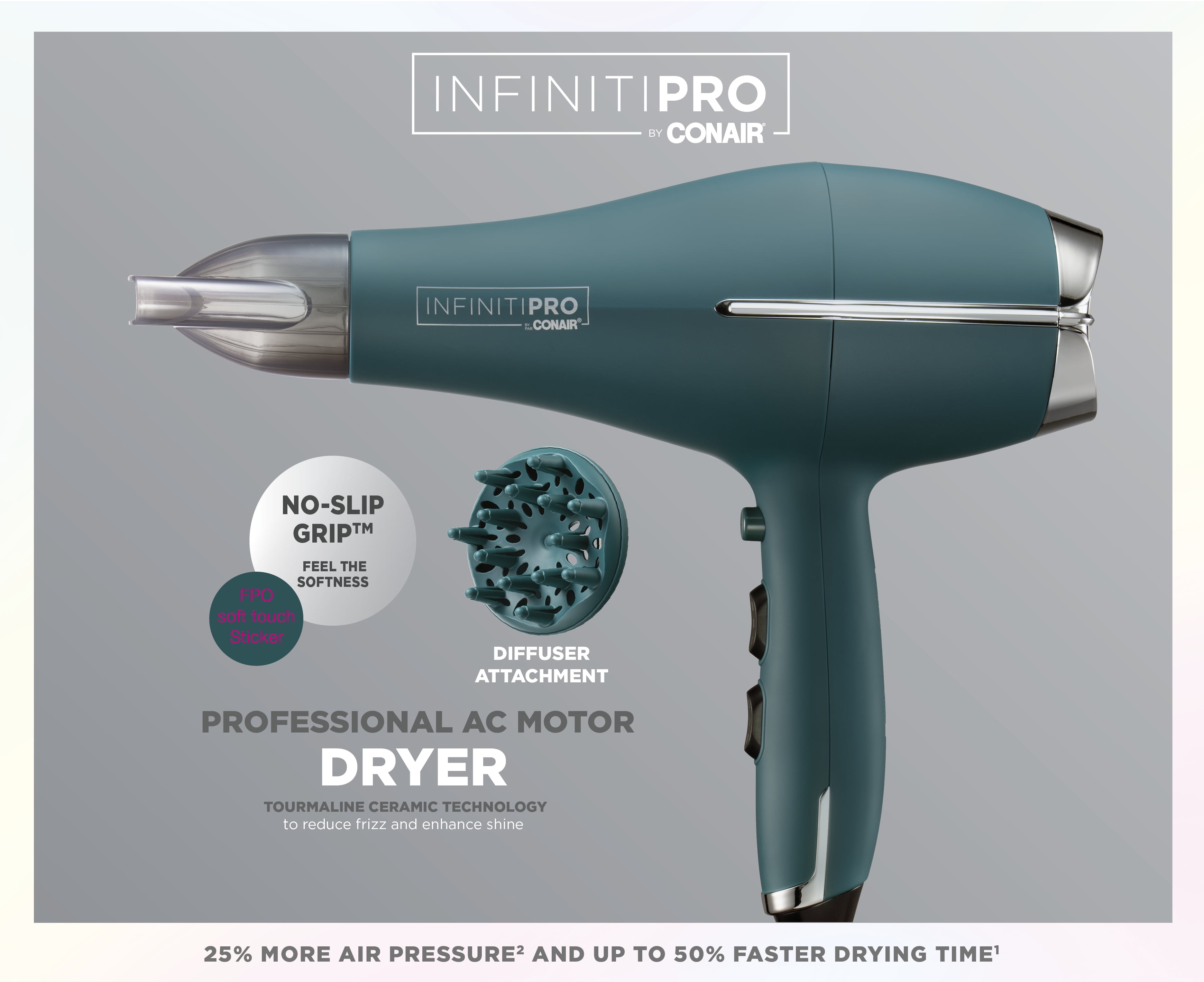 Sèche-cheveux Infinitipro de Conair ®, 1875 Watt, grande taille, céramique de tourmaline, surface douce - cadeaux pour elle Sèche-cheveux