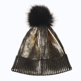 thumbnail image 4 of Invierno y otoño Chic Beanie Metallic Shiny Beanie Skull Pom Pom Sombreros Gorra para mujer (dorado), 4 of 5