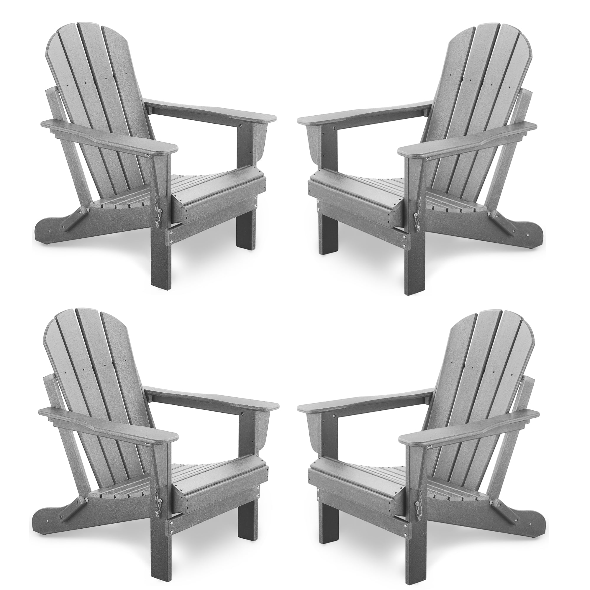 Holaki 4PCS Folding Adirondack Chair Outdoor, Poly Lumber Weather