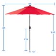 thumbnail image 5 of Topeakmart 9ft LED Patio Market Umbrella with 32 LED Solar Lights + 30lb 18'' Patio Umbrella Base, Red, 5 of 18