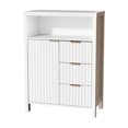 thumbnail image 2 of Ktaxon Fluted MDF Bathroom Floor Cabinet with Grille Single Door and Three Drawers, White, 2 of 11