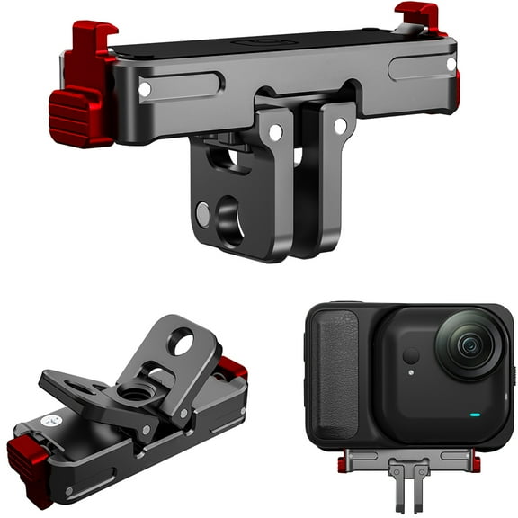 Magnetic Quick Release Mount Adapter for Insta360 GO Ultra, Aluminum Alloy Camera Stand Base Foldable 2-Prong and 1/4 Thread Expansion Mount Fixed Holder Bracket for GO Ultra