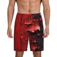 thumbnail image 3 of Lsque Abstract Red Textured Canvas Mens Sleep Pajama Shorts,Short Pajama Pants, Cotton Ultra-Soft Knit-3X-Large, 3 of 9