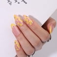 thumbnail image 3 of 24Pcs Almond Press on Nails Medium Fake Nails Yellow Flower False Nails with Rhinestone Design French tip Glue on Nails Reusable Acrylic Nails Press ons for Women Girls Manicure 0422-8 24 Fl Oz (Pack, 3 of 4