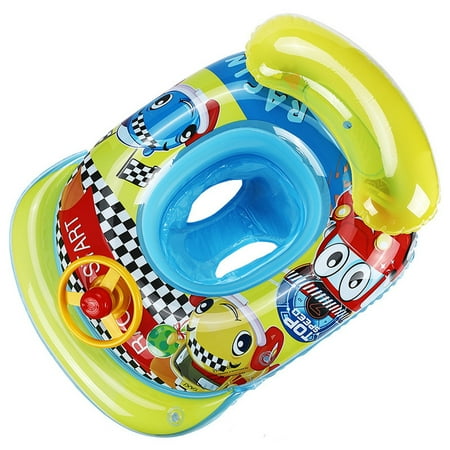 COUTEXYI Baby Swimming Ring with Steering Wheel Thick Cute Round Shape Watering Float Seat Ring