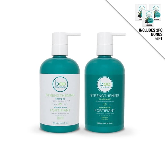 Boo Bamboo All Natural Strengthening Hair Set - Shampoo & Conditioner + Bonus Gift