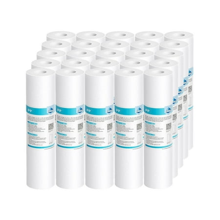 

25 Pack Membrane Solutions 20 Micron 10 x 2.5 Whole House Water Filter Replacement Sediment Cartridge for Any Water Filter 10 x 2.5 inch Whole House RO System