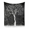thumbnail image 1 of Grey Soft Flannel Fleece Throw Blanket, Tree Illustration with Growing Branches Merry Seasonal Grass Bushes Nature, Cozy Plush for Indoor and Outdoor Use, 50" x 60", Grey White, by Ambesonne, 1 of 6