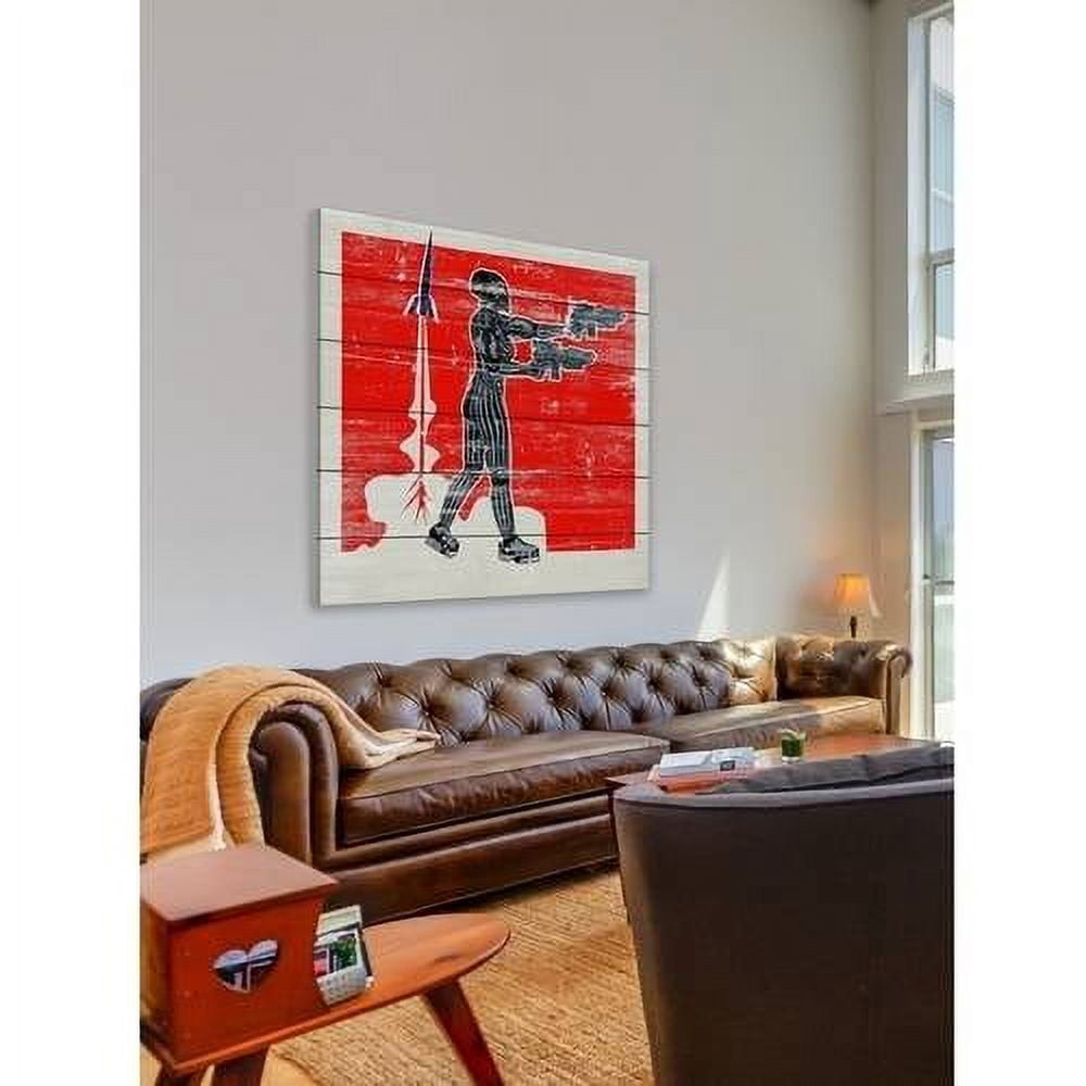 Guns Blazing Painting Print on White Wood