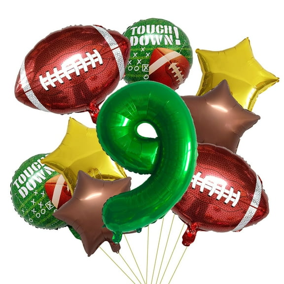 Football Balloons Birthday 9th，Large Mylar Foil KKS1 Football Balloons Party，Football 9th Birthday Party Decorations Boys，Football Birthday Party Decorations 9th Birthday (dark green number 9)