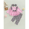 thumbnail image 2 of Seyurigaoka Toddler Baby Girls Clothes Set Leopard Print Ruffled Long Sleeves Tops and Casual Pants Headband, 2 of 9