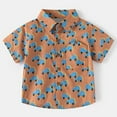 thumbnail image 2 of Tisuna Button Down T Shirt For Boys Toddler Dinosaur Print Short Sleeve Lapel Neck Tops Casual Cute Boys Child Summer Outfits Coffee Size 3-4 Years, 2 of 4