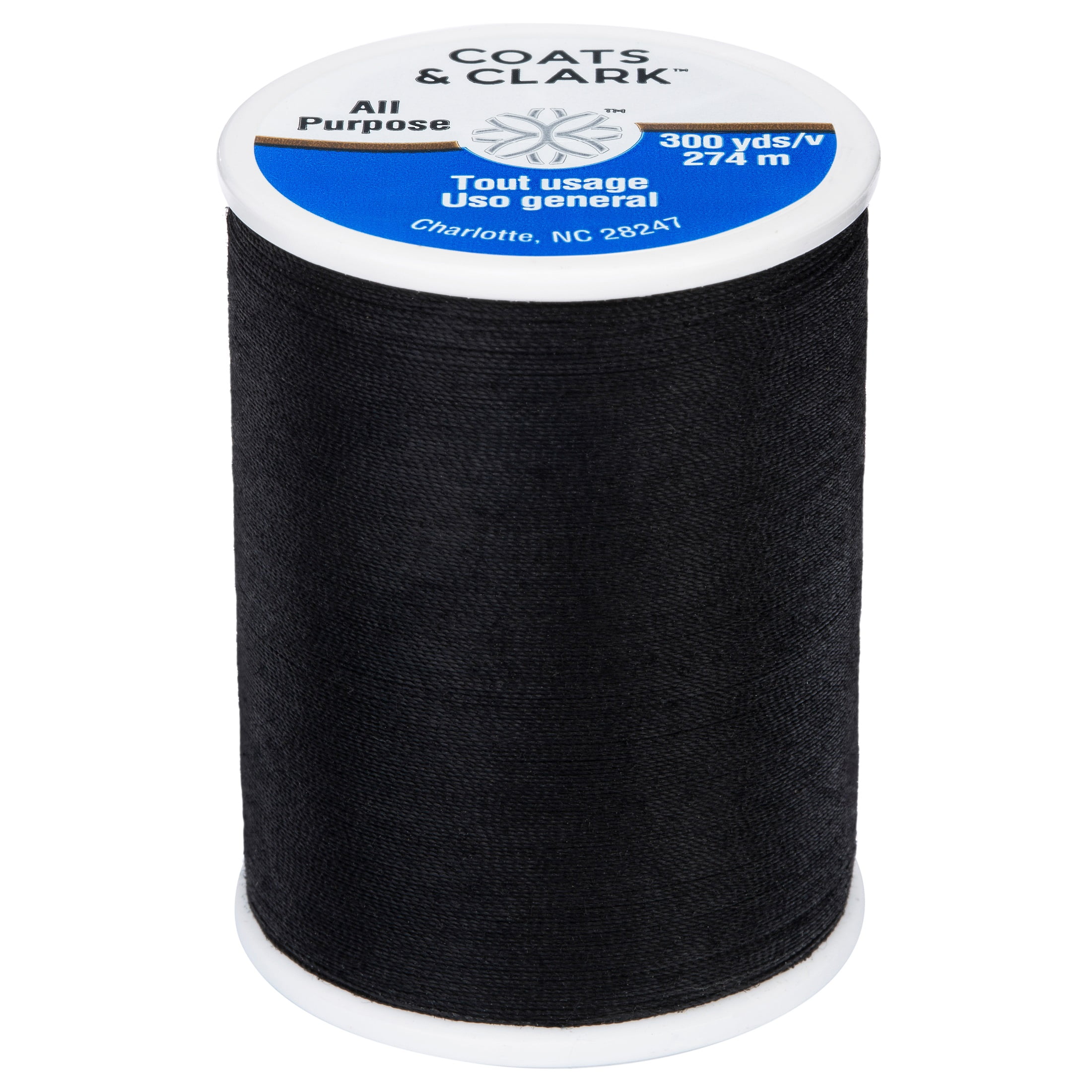 Coats & Clark All Purpose Black Polyester Thread, 300 Yards