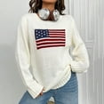 thumbnail image 4 of Chandail à Manches Longues pour Femmes Drapeau USA Chandail Ample Décontracté Col Rond Chandail en Molleton, 4 of 8