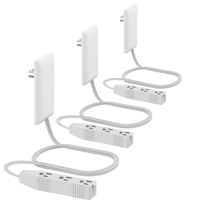 Extensor de salida LIDER LWE3-315-W3P de cara plana, 3 receptáculos de 3 pies