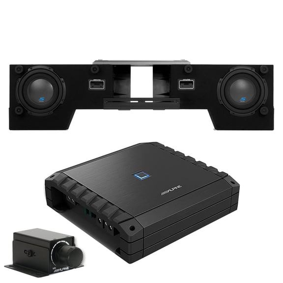 Alpine S-DB8V-TRK Dual 8” Halo S-Series Preloaded Truck Subwoofer Enclosure with ProLink™ w/ S2-A60M Amp Bundle & Rux Knob