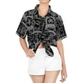 thumbnail image 2 of HAPPY BAY Women's Button Down Blouses Summer Beach Party Blouse Shirt Hawaiian T-Shirt Blouses Short Sleeve Tropical Vacation Shirts Tops for Women XL Marine Theme, Black, 2 of 5
