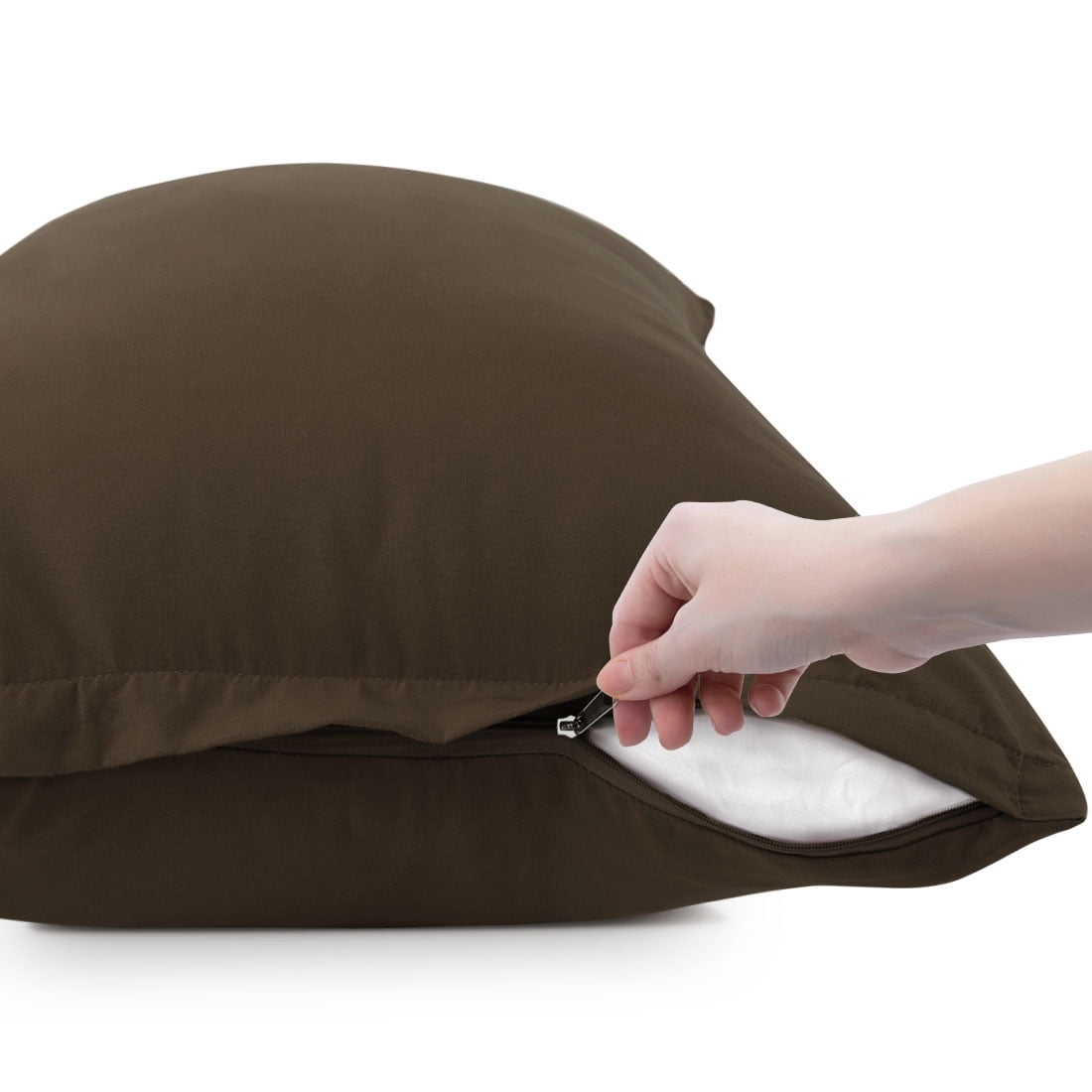 Unique Bargains 4-Piece Soft Microfiber Pillowcases Brown Standard(20"x26")