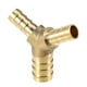 thumbnail image 1 of Conector de ajuste de manguera de motor Universal de 14-10-10mm, reductor de ajuste de manguera en forma de Y, 3 vías para combustible, aire, agua, Gas, tubería de aceite, tono dorado de latón, 1 of 1
