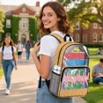 thumbnail image 3 of ZIATUBLES 17 Inch Clear Backpack, Heavy Duty Fabric & PVC Transparent Bag with Reinforced Strap, Large Capacity Ice Cream Waffle Cone Print See Through Bookbag for School, Work & Travel, 3 of 7