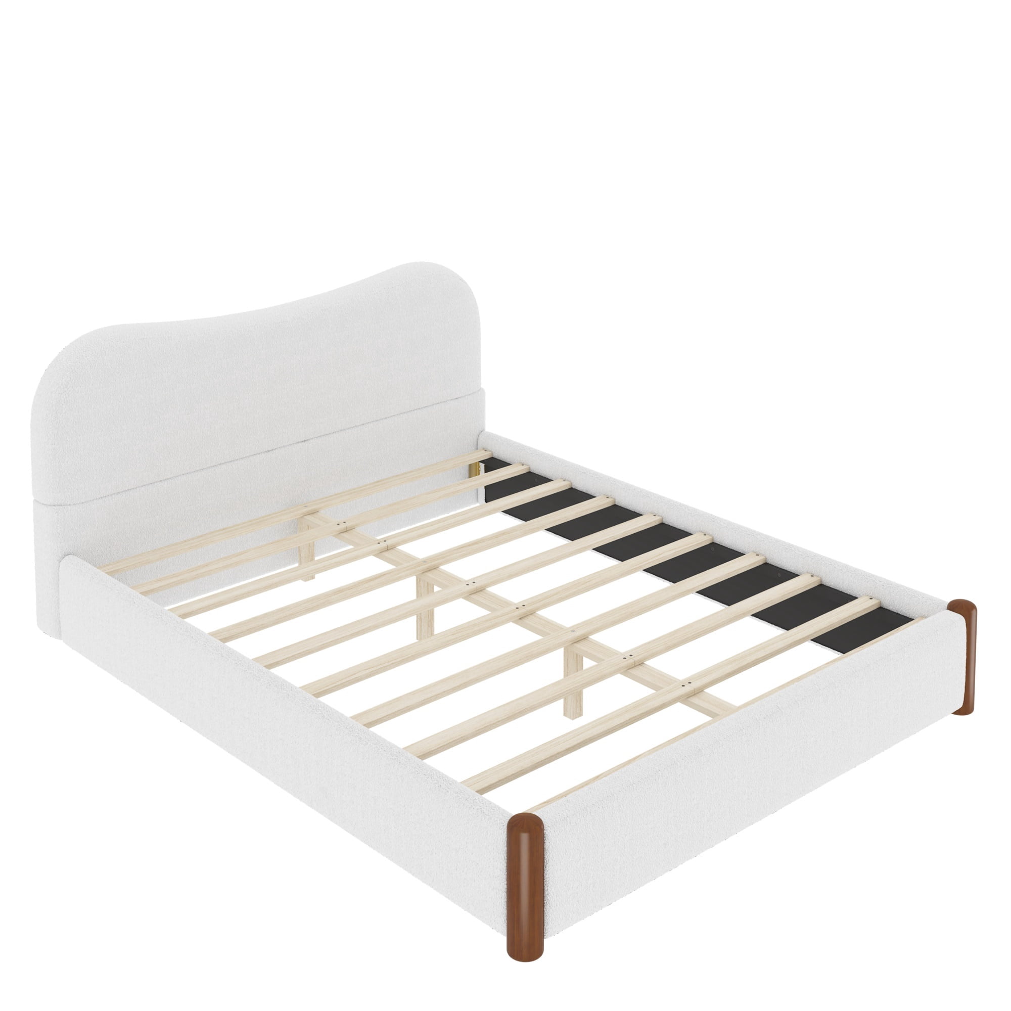 Euroco Upholstery Queen Size Platform Bed, White